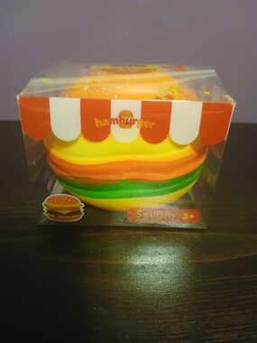 Hamburger Squishy Toy - Yellow, Orange, Green .